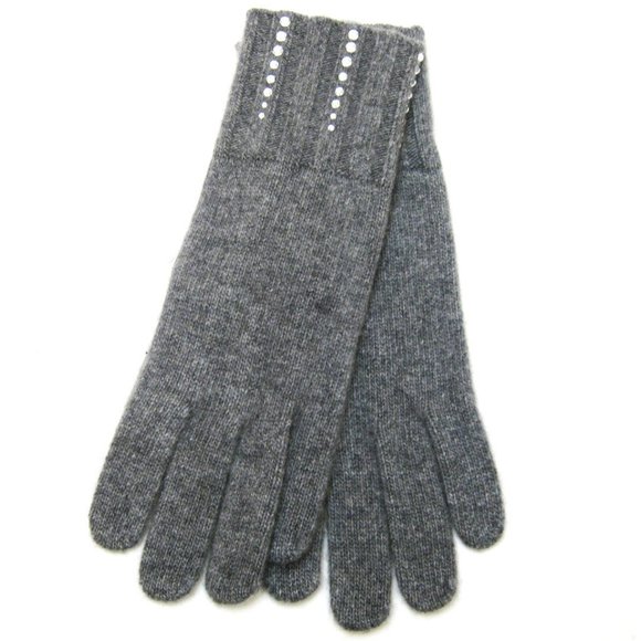 Portolano GREY 100% CASHMERE Ladies gloves with Crystal stones - Picture 1 of 1